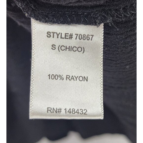 Staccato Shirt Womens Small Black Ruffled Floral Embroidered Boho Tunic Blouse - Picture 10 of 11